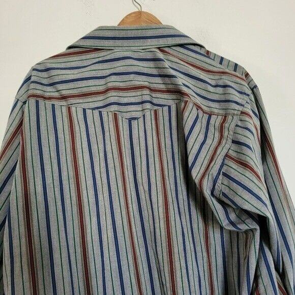 Vtg Rustler Pearl Snap Button Up Shirt Mens 17.5 34/35 Western Multicolor Stripe - Picture 7 of 11